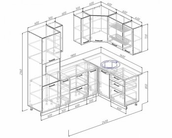 Угловой кухонный гарнитур Латте 2400х1600 мм в Нижнем Тагиле - nizhnij-tagil.mebel-e96.ru