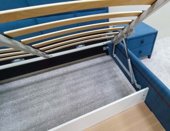 Кровать с подъемным механизмом Мега синий (Лин) в Нижнем Тагиле - nizhnij-tagil.mebel-e96.ru