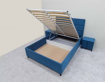 Кровать с подъемным механизмом Мега синий (Лин) в Нижнем Тагиле - nizhnij-tagil.mebel-e96.ru