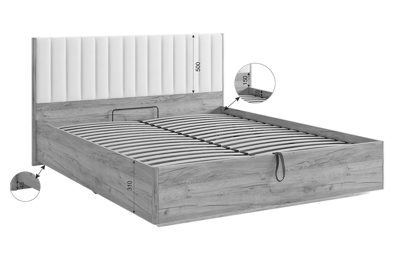Кровать с подъемным механизмом Адам графит (Мебельсон) в Нижнем Тагиле - nizhnij-tagil.mebel-e96.ru