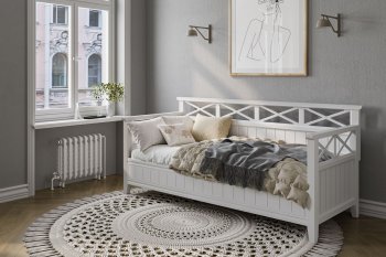 Кровать из массива Амелия белый античный (БМ) в Нижнем Тагиле - nizhnij-tagil.mebel-e96.ru