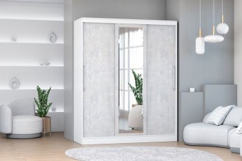 Шкаф-купе 1700 мм 3-х дверный с 1-м зеркалом (арт. 012) белый/цемент (Диал) в Нижнем Тагиле - nizhnij-tagil.mebel-e96.ru