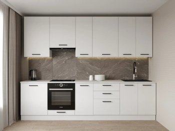 Кухонный гарнитур высокий Белый глянец 3000 мм МДФ (Санвут) в Нижнем Тагиле - nizhnij-tagil.mebel-e96.ru