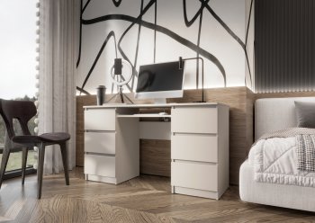 Письменный стол Челси 6 ящиков кашемир (Миф) в Нижнем Тагиле - nizhnij-tagil.mebel-e96.ru