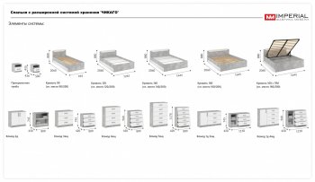 Спальный гарнитур Чикаго модульный, ателье светлый/белый (Имп) в Нижнем Тагиле - nizhnij-tagil.mebel-e96.ru