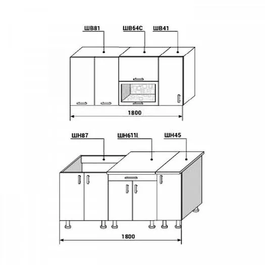 Кухонный гарнитур Диана-4У Лофт 1800 мм в Нижнем Тагиле - nizhnij-tagil.mebel-e96.ru