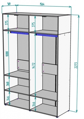 Шкаф 1564 мм Erik H313 + Антресоль HA4 (Графит) в Нижнем Тагиле - nizhnij-tagil.mebel-e96.ru