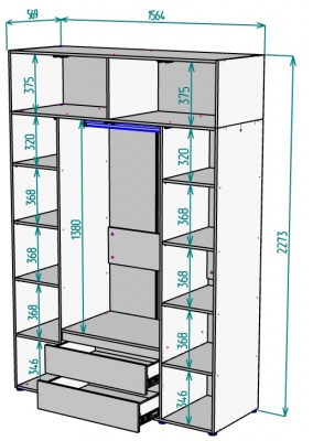 Шкаф 1564 мм Erik H328 + Антресоль HA4 (Графит) в Нижнем Тагиле - nizhnij-tagil.mebel-e96.ru