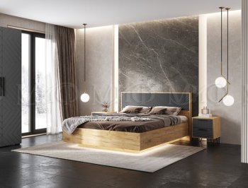 Кровать парящая Флэш крафт/графит(Миф) в Нижнем Тагиле - nizhnij-tagil.mebel-e96.ru