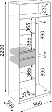 Шкаф 800 мм 2-х створчатый Глэдис (модуль 22) (Риннер) в Нижнем Тагиле - nizhnij-tagil.mebel-e96.ru