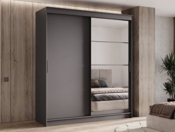 Шкаф-купе 2000 мм Гранд-1 ЛДСП/Зеркало, графит (Эра) в Нижнем Тагиле - nizhnij-tagil.mebel-e96.ru