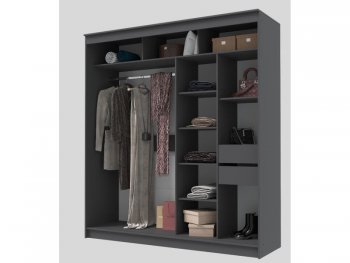 Шкаф-купе 2000 мм Гранд-1 зеркало/зеркало, графит (Эра) в Нижнем Тагиле - nizhnij-tagil.mebel-e96.ru