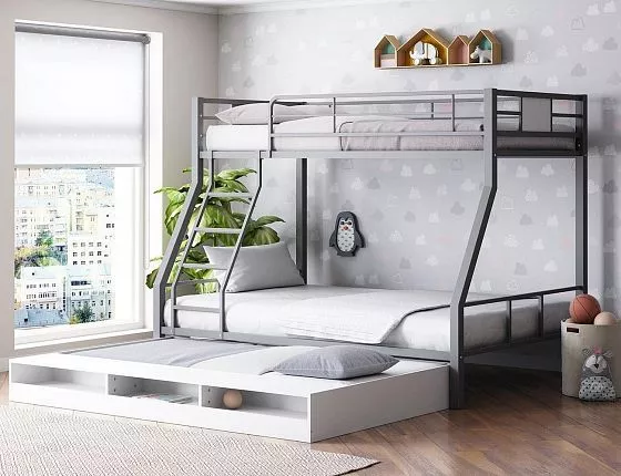 Кровать двухъярусная Гранада-1КВ с выкатной кроватью в Нижнем Тагиле - nizhnij-tagil.mebel-e96.ru