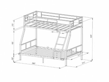 Кровать двухъярусная Гранада-1ПЯЯ 140 в Нижнем Тагиле - nizhnij-tagil.mebel-e96.ru