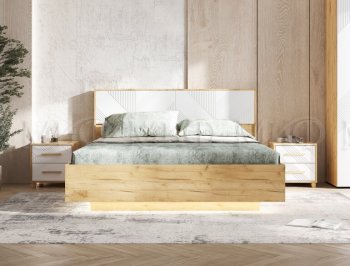 Кровать парящая Ирис крафт/белый с подсветкой (Миф) в Нижнем Тагиле - nizhnij-tagil.mebel-e96.ru