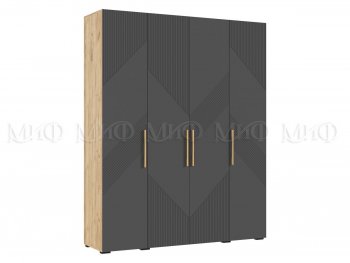 Шкаф 1800 мм Ирис с антресолью крафт/графит (Миф) в Нижнем Тагиле - nizhnij-tagil.mebel-e96.ru
