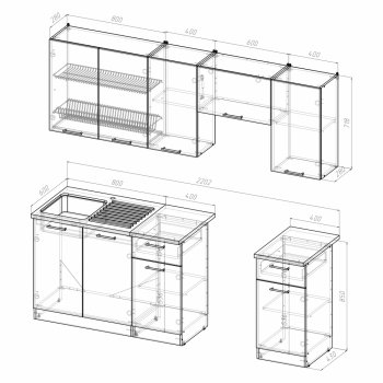 Кухонный гарнитур Кира компакт 2200 мм (Герда) в Нижнем Тагиле - nizhnij-tagil.mebel-e96.ru