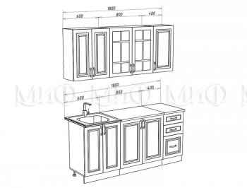 Кухонный гарнитур Констанция 1800 мм белый/джинс (Миф) в Нижнем Тагиле - nizhnij-tagil.mebel-e96.ru
