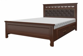 Кровать из массива Грация с 2 ящиками Орех/коричневая (БМ) в Нижнем Тагиле - nizhnij-tagil.mebel-e96.ru