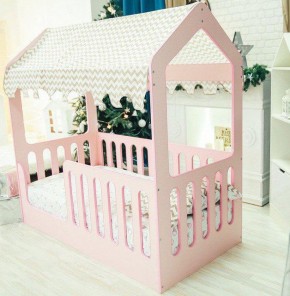 Кроватка-домик без ящика 800*1600 (Розовый) в Нижнем Тагиле - nizhnij-tagil.mebel-e96.ru