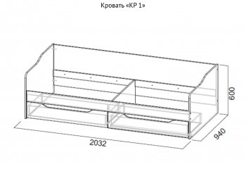 Кровать КР-1 Дуб сонома (СВ) в Нижнем Тагиле - nizhnij-tagil.mebel-e96.ru