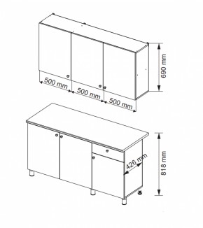 Кухонный гарнитур POINT 1500 мм (Гор) в Нижнем Тагиле - nizhnij-tagil.mebel-e96.ru