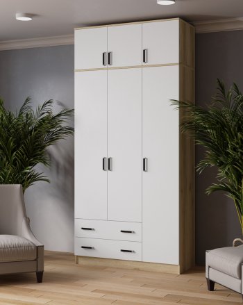 Шкаф Лагуна с антресолью делано/белый (Текс) в Нижнем Тагиле - nizhnij-tagil.mebel-e96.ru