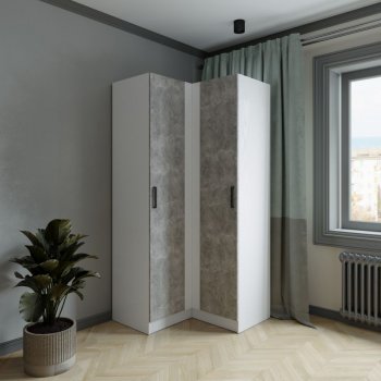 Шкаф угловой Ларс (угол прямой), Белый/Ателье светлое (Микон) в Нижнем Тагиле - nizhnij-tagil.mebel-e96.ru