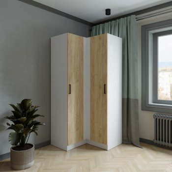 Шкаф угловой Ларс (угол прямой), Белый/Крафт золотой (Микон) в Нижнем Тагиле - nizhnij-tagil.mebel-e96.ru