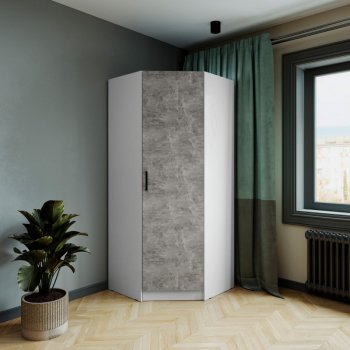 Шкаф угловой Ларс (угол скос), Белый/Ателье светлое (Микон) в Нижнем Тагиле - nizhnij-tagil.mebel-e96.ru