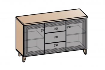 Комод 2дв, 3ящ Лежер КМ-3103 дуб серый/холст вулканический(СанТан) в Нижнем Тагиле - nizhnij-tagil.mebel-e96.ru