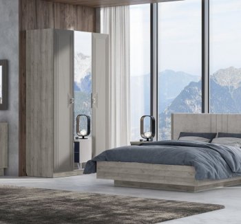 Шкаф распашной 1400 мм Лежер ШК-3103 дуб серый/холст вулканический (СанТан) в Нижнем Тагиле - nizhnij-tagil.mebel-e96.ru