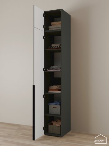 Шкаф с антресолью 400 мм Linnea MHR-1A-2 2450х400х510 (Графит-М 11.1.25) в Нижнем Тагиле - nizhnij-tagil.mebel-e96.ru