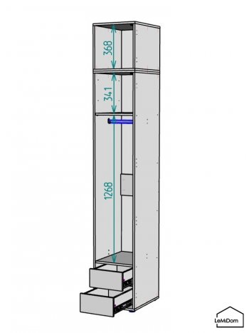 Шкаф с антресолью 400 мм Linnea MHR-1A-3 2450х400х510 (Графит-М 11.1.25) в Нижнем Тагиле - nizhnij-tagil.mebel-e96.ru