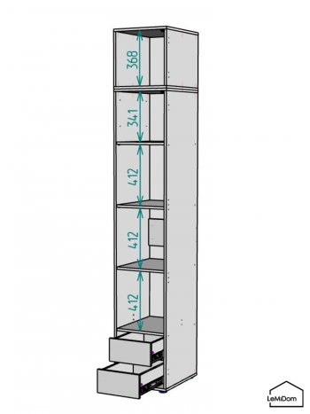 Шкаф с антресолью 400 мм Linnea MHR-1A-4 2450х400х510 (ДВ-М 11.1.25) в Нижнем Тагиле - nizhnij-tagil.mebel-e96.ru