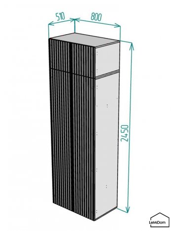 Шкаф с антресолью 800 мм Linnea MHR-2A-3 2450х800х510 (Графит-М 11.1.25) в Нижнем Тагиле - nizhnij-tagil.mebel-e96.ru