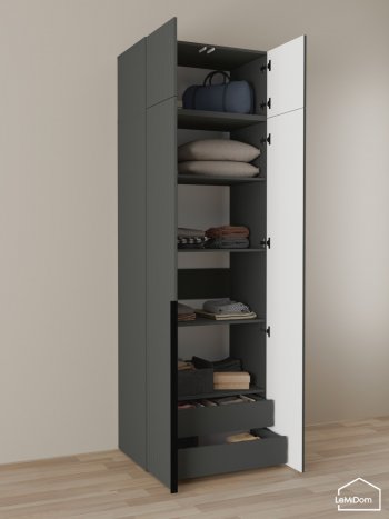 Шкаф с антресолью 800 мм Linnea MHR-2A-4 2450х800х510 (Графит-М 11.1.25) в Нижнем Тагиле - nizhnij-tagil.mebel-e96.ru