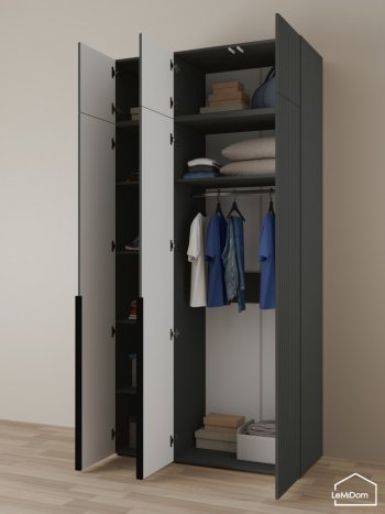 Шкаф с антресолью 1200 мм Linnea MHR-3A-1 2450х1200х510 (Графит-М 11.1.25) в Нижнем Тагиле - nizhnij-tagil.mebel-e96.ru