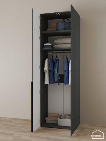 Шкаф с антресолью 800 мм Linnea MHR-2A-1 2450х800х510 (Графит-М 11.1.25) в Нижнем Тагиле - nizhnij-tagil.mebel-e96.ru