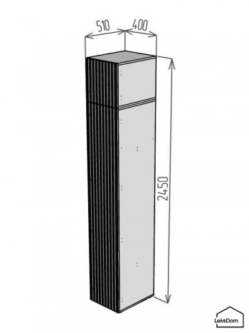 Шкаф с антресолью 400 мм Linnea MHR-1A-1 2450х400х510 (ДВ-М 11.1.25) в Нижнем Тагиле - nizhnij-tagil.mebel-e96.ru