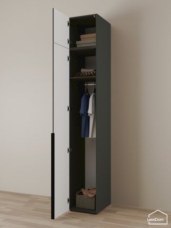 Шкаф с антресолью 400 мм Linnea MHR-1A-1 2450х400х510 (Графит-М 11.1.25) в Нижнем Тагиле - nizhnij-tagil.mebel-e96.ru