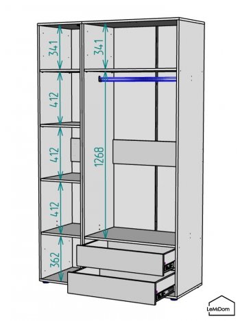 Шкаф Linnea MHR-3-2 2050х1200х510 (ДВ-М 11.1.25) в Нижнем Тагиле - nizhnij-tagil.mebel-e96.ru