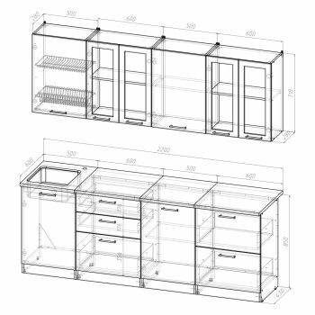 Кухонный гарнитур Лира компакт 2200 мм (Герда) в Нижнем Тагиле - nizhnij-tagil.mebel-e96.ru