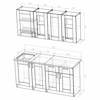 Кухонный гарнитур Лира демо 1700 мм (Герда) в Нижнем Тагиле - nizhnij-tagil.mebel-e96.ru