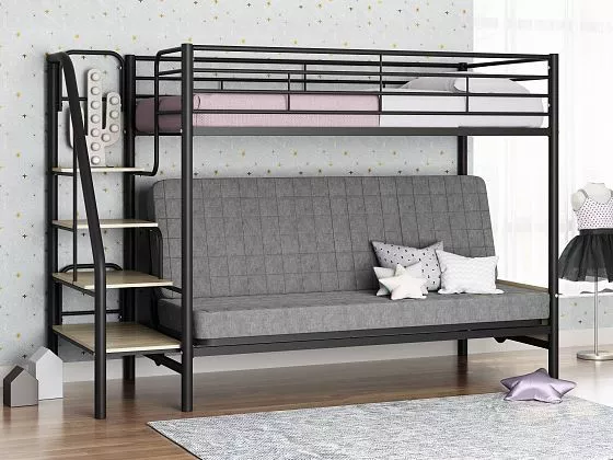 Кровать двухъярусная с диваном Мадлен-3 (велюр) (ФМ) в Нижнем Тагиле - nizhnij-tagil.mebel-e96.ru