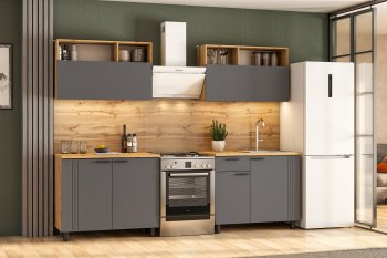 Кухонный гарнитур Монако 2000 мм графит (СВ) в Нижнем Тагиле - nizhnij-tagil.mebel-e96.ru