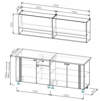 Кухонный гарнитур Монако 2000 мм СВ) в Нижнем Тагиле - nizhnij-tagil.mebel-e96.ru