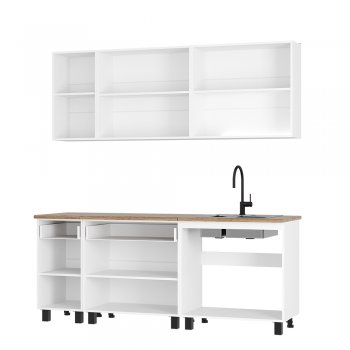 Кухонный гарнитур Монтана 2000 мм белый/графит (БТС) в Нижнем Тагиле - nizhnij-tagil.mebel-e96.ru