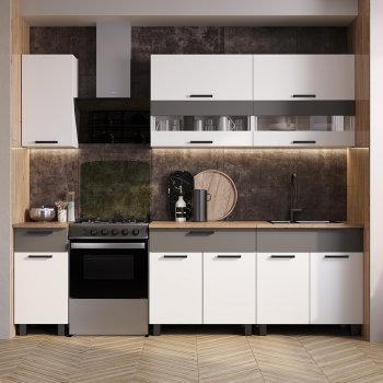 Кухонный гарнитур Монтана 2000 мм белый/графит (БТС) в Нижнем Тагиле - nizhnij-tagil.mebel-e96.ru