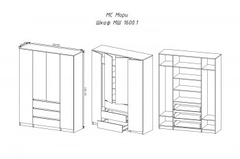 Шкаф распашной Мори 1600 мм графит (ДСВ) в Нижнем Тагиле - nizhnij-tagil.mebel-e96.ru